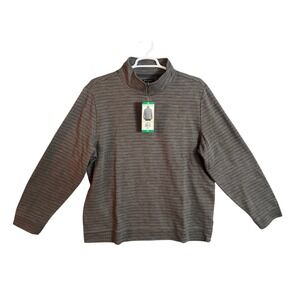 NWT Dockers Mens Quarter Zip Pullover Sweater Gray Heathered Stripe XL